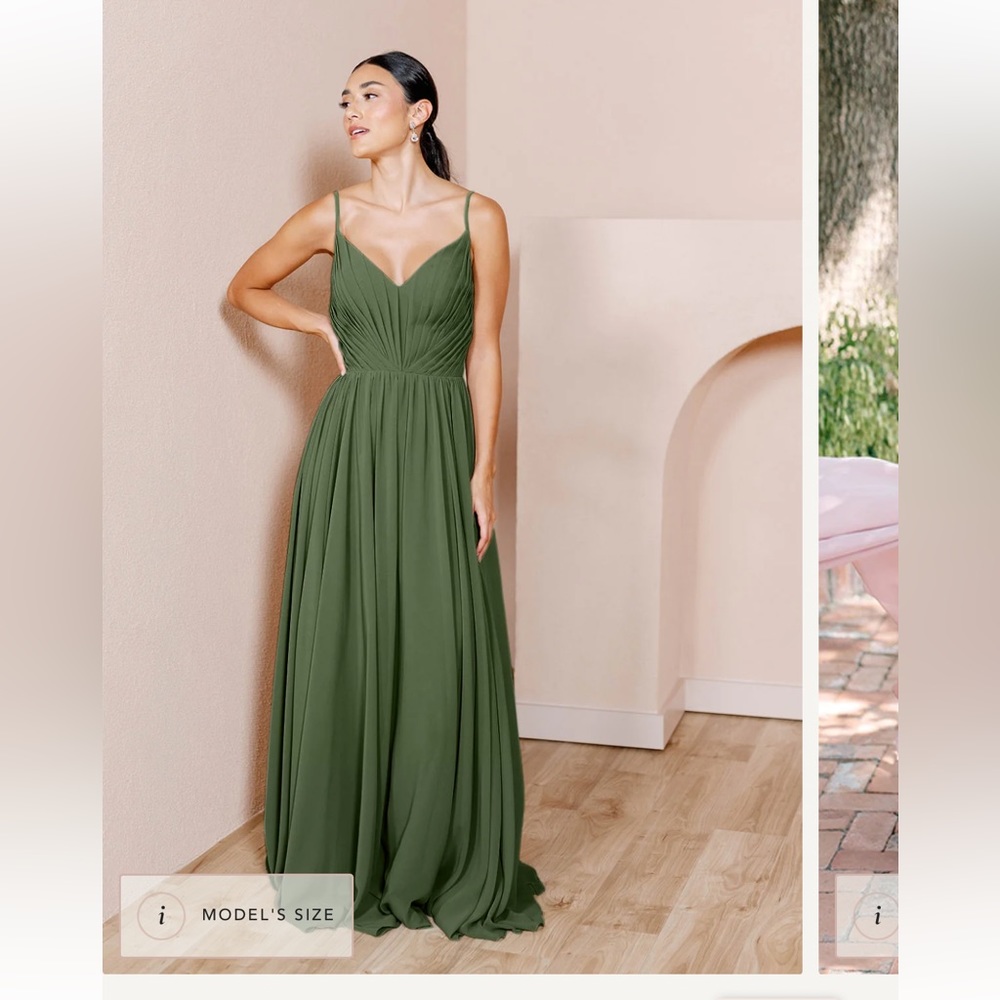 Revelry Penelope Chiffon Bridesmaid Dress in Olive